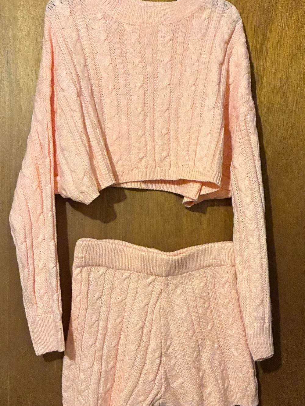 Brand new Pink Cable Knit Sweater and Shorts Set